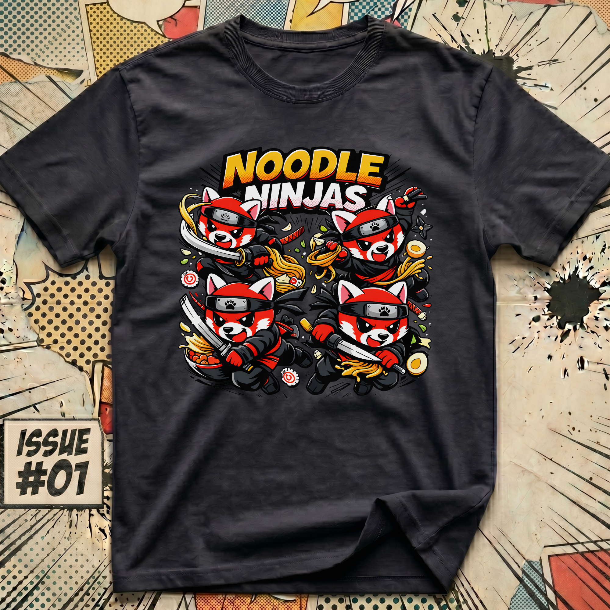 4 Red Panda Noodle Ninjas T-Shirt