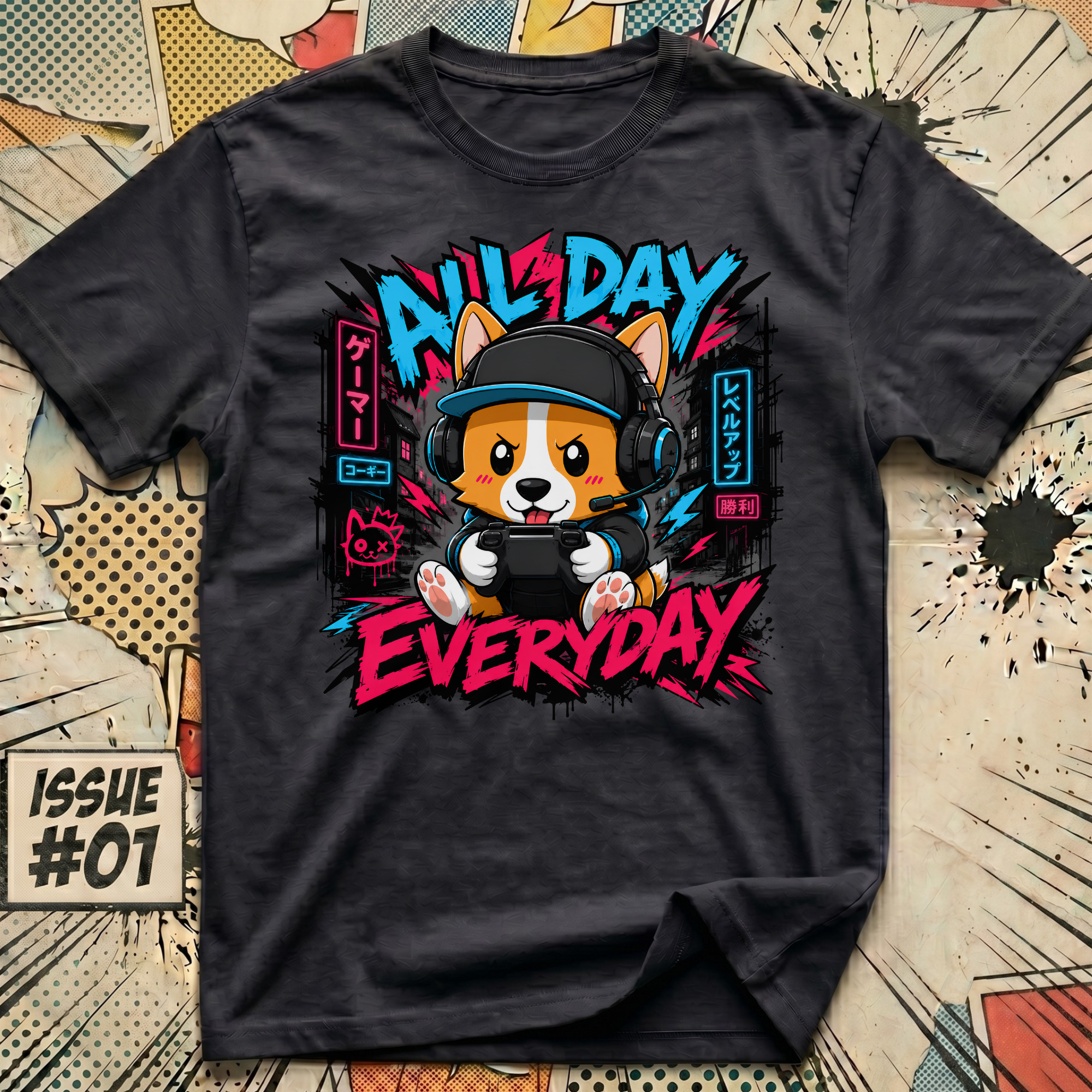 All Day Everyday Corgi Gamer T-Shirt
