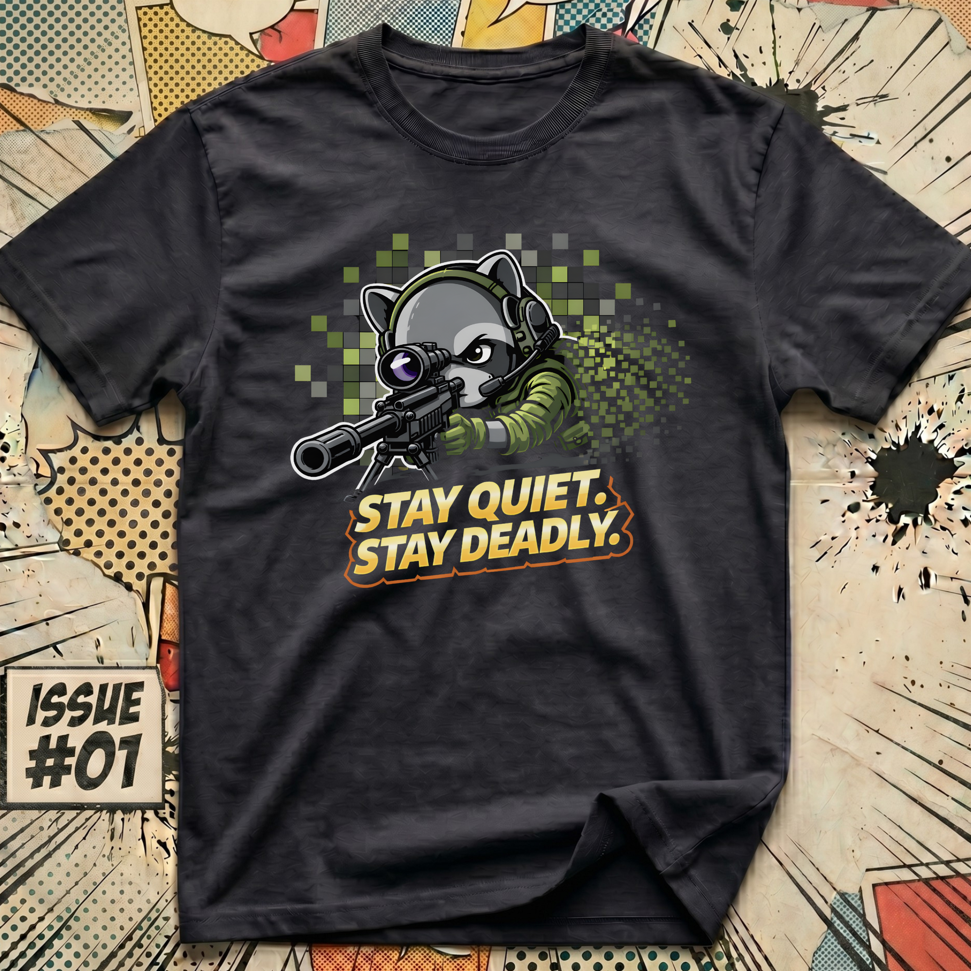Stay Quiet. Stay Deadly. Recon Raccoon T-Shirt