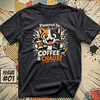 Cat Powered by Coffee and Chaos! T-Shirt