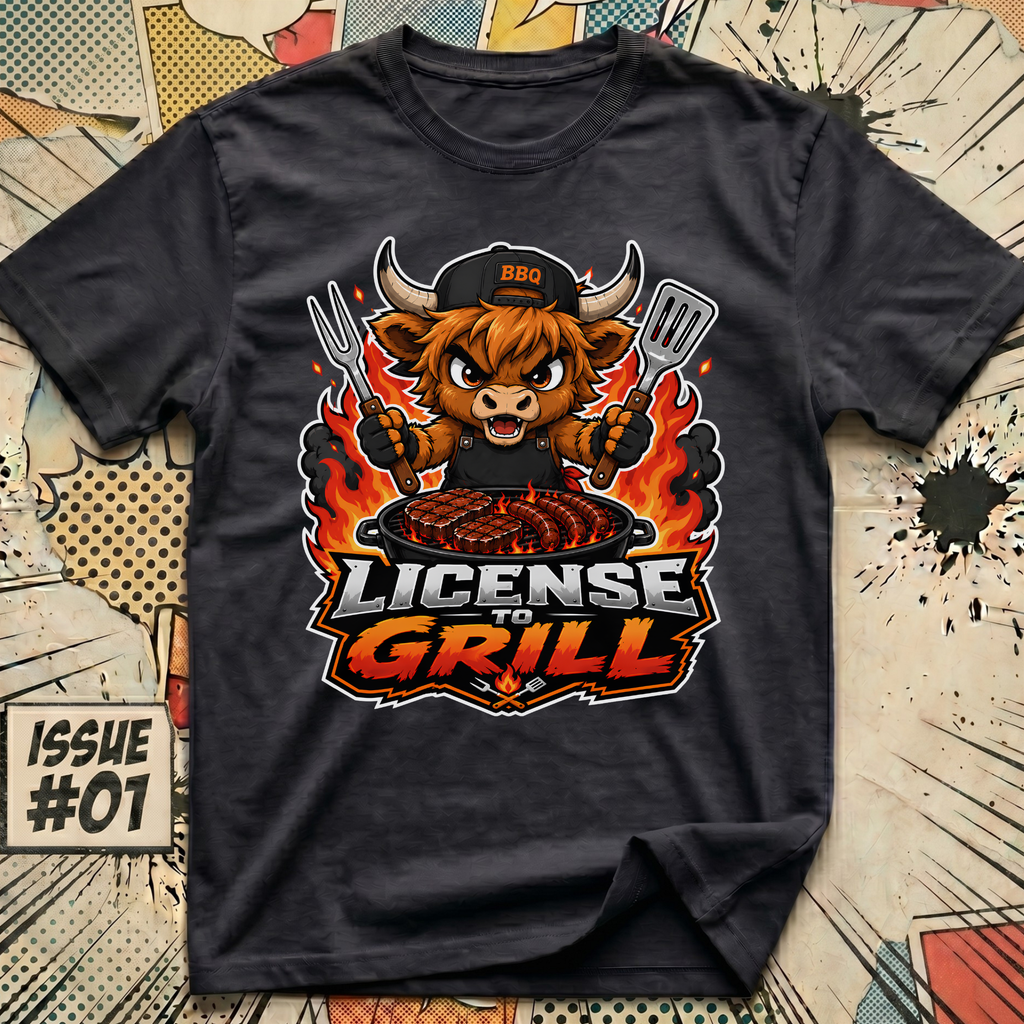License to Grill Highland Cow T-Shirt