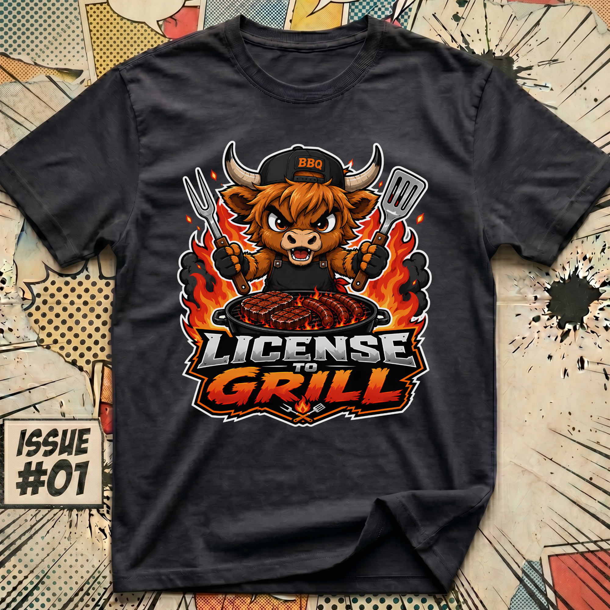 License to Grill Highland Cow T-Shirt