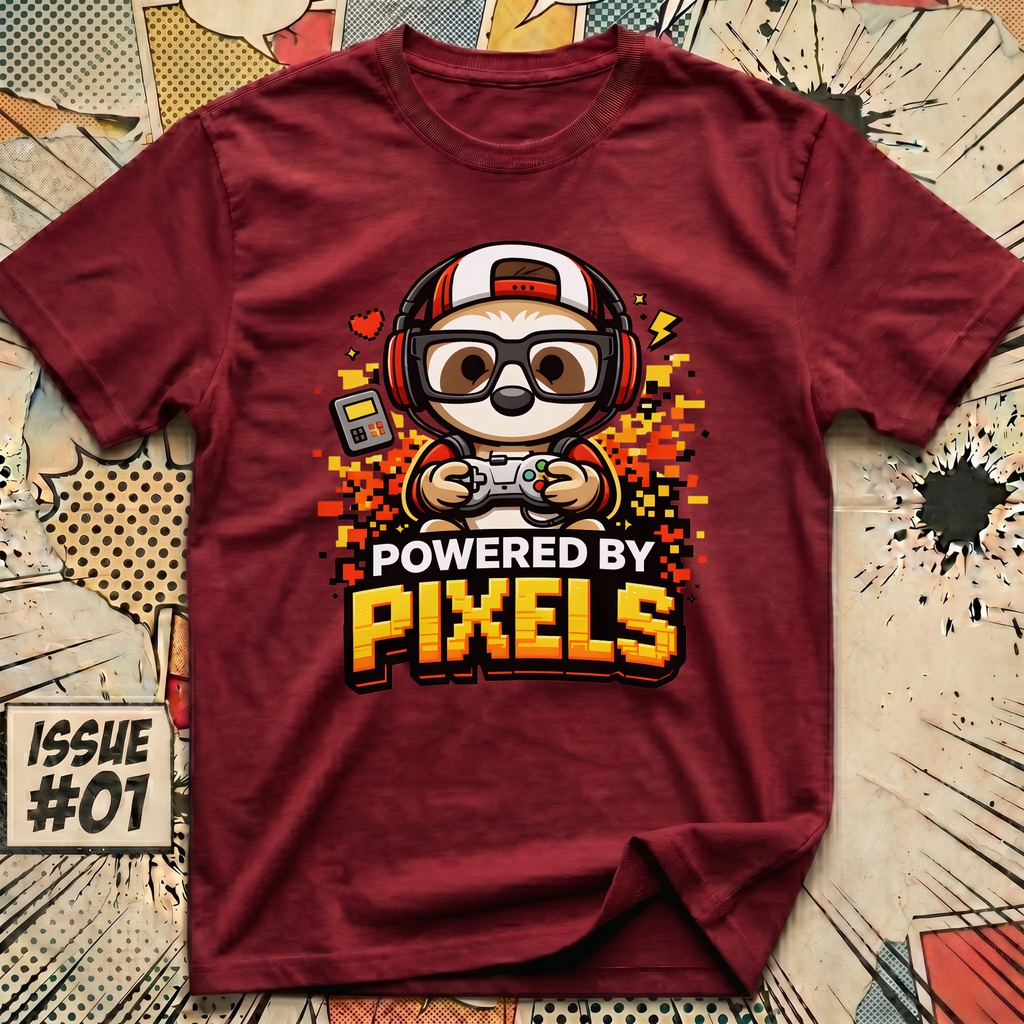 Sloth Powered By Pixels T-Shirt