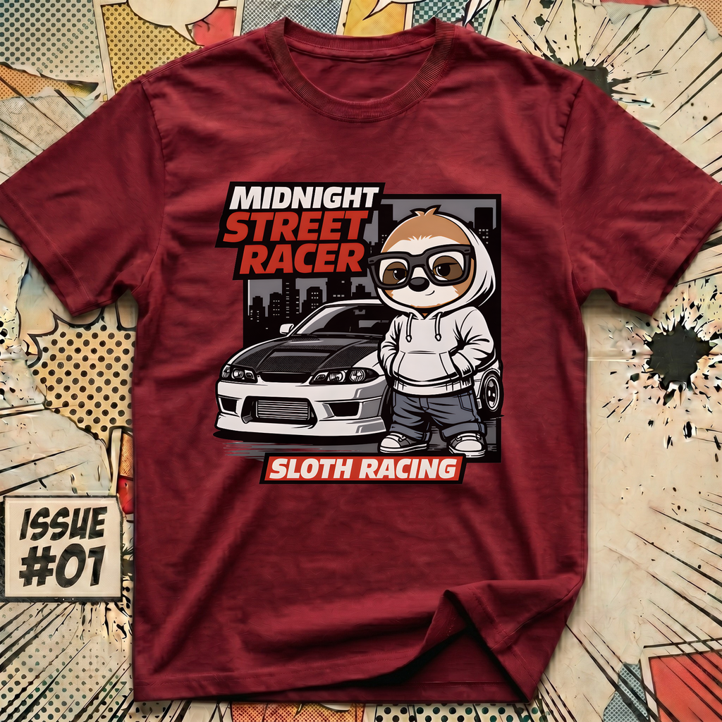 Midnight Street Racer - Sloth Racing T-Shirt