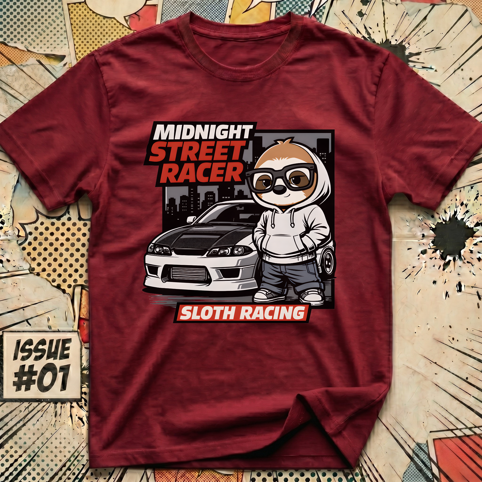 Midnight Street Racer - Sloth Racing T-Shirt