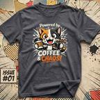 Cat Powered by Coffee and Chaos! T-Shirt