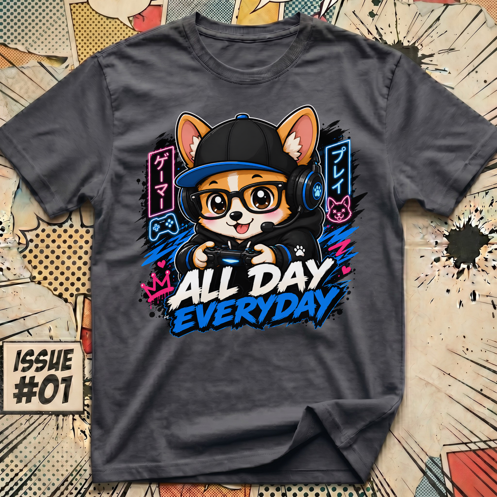 All Day Everyday Corgi Gaming T-Shirt