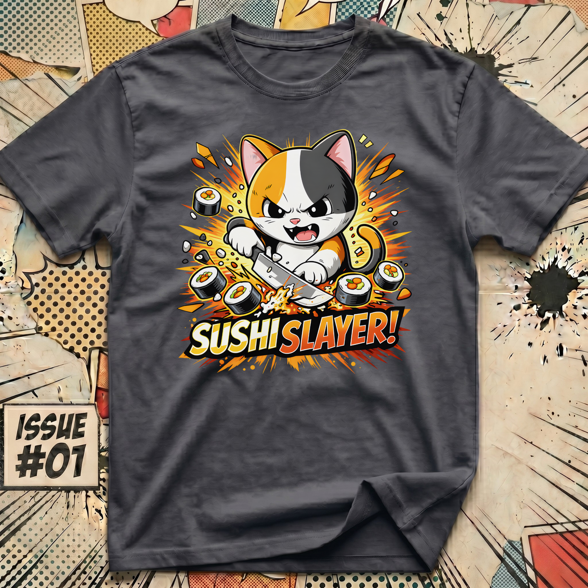 Sushi Slayer Cat T-Shirt