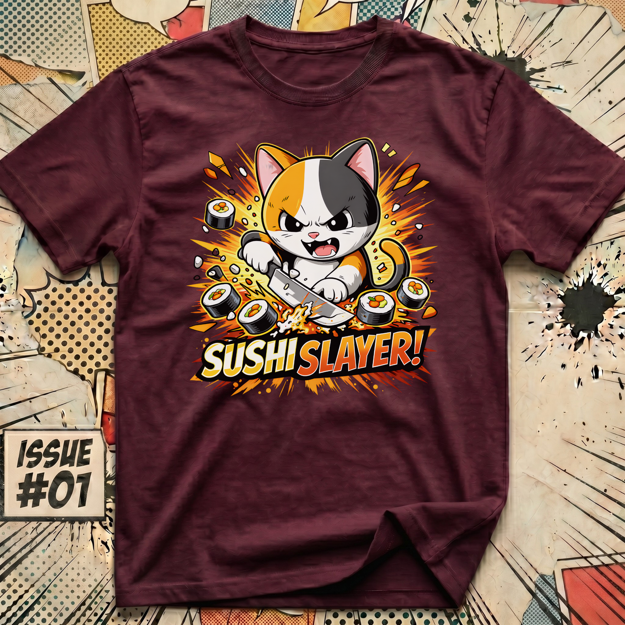 Sushi Slayer Cat T-Shirt