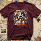 Cat Powered by Coffee and Chaos! T-Shirt