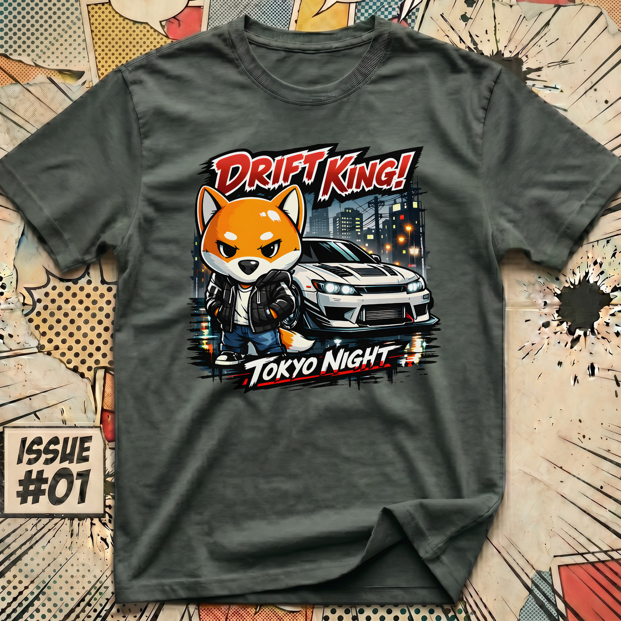 Shiba Drift King! Tokyo Night T-Shirt