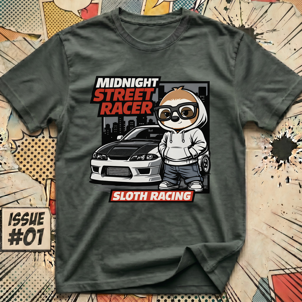 Midnight Street Racer - Sloth Racing T-Shirt