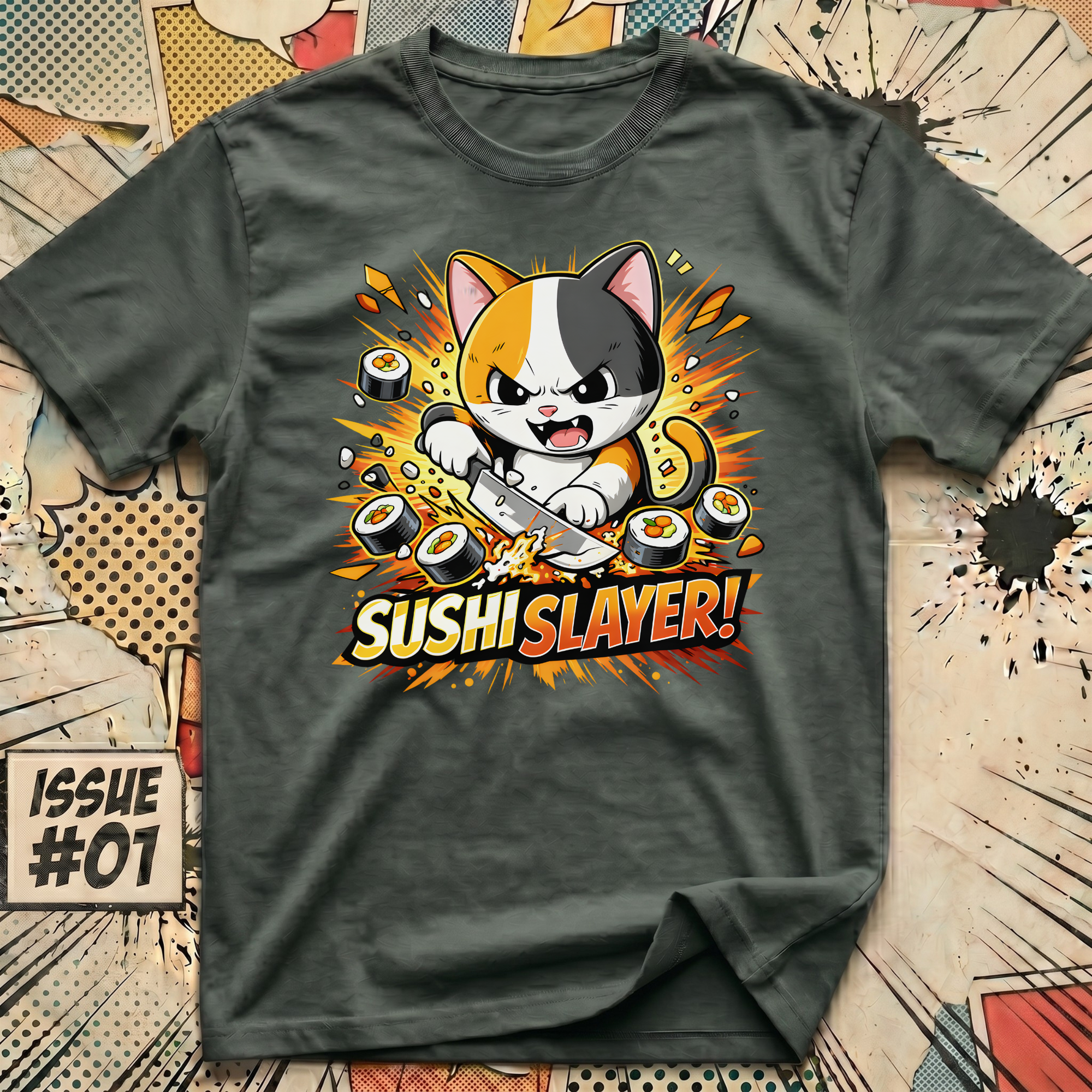 Sushi Slayer Cat T-Shirt