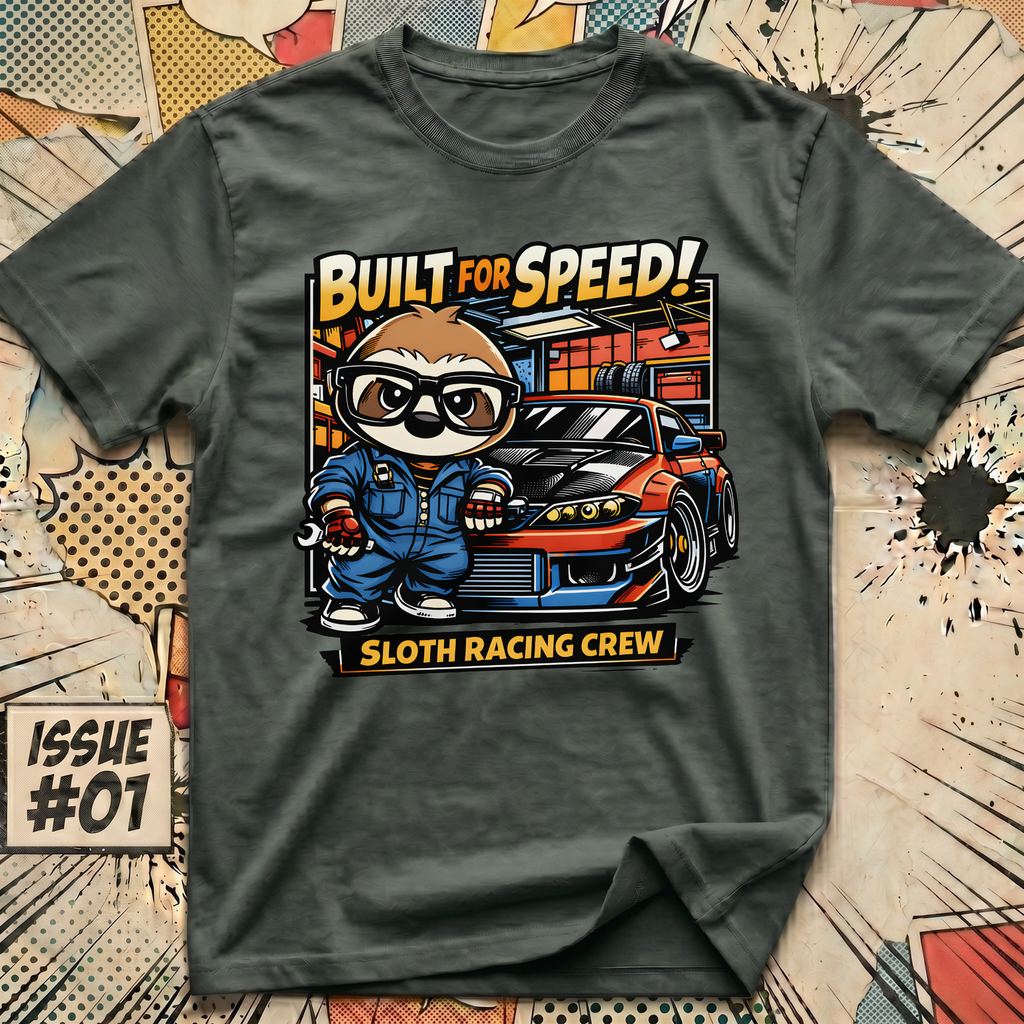 Built for Speed Sloth Racing Crew T-Shirt