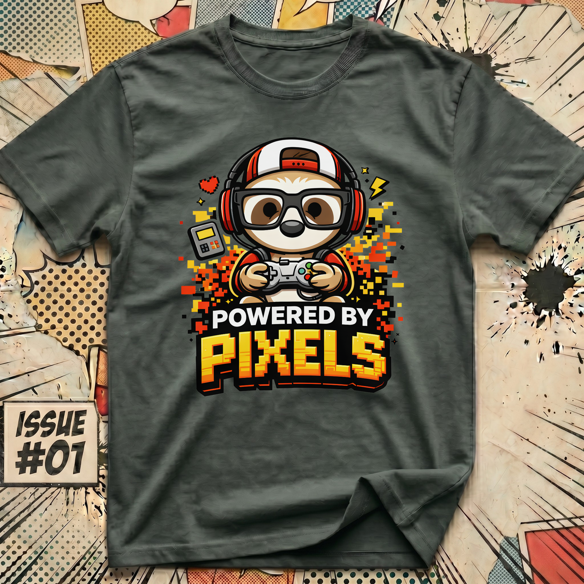 Sloth Powered By Pixels T-Shirt