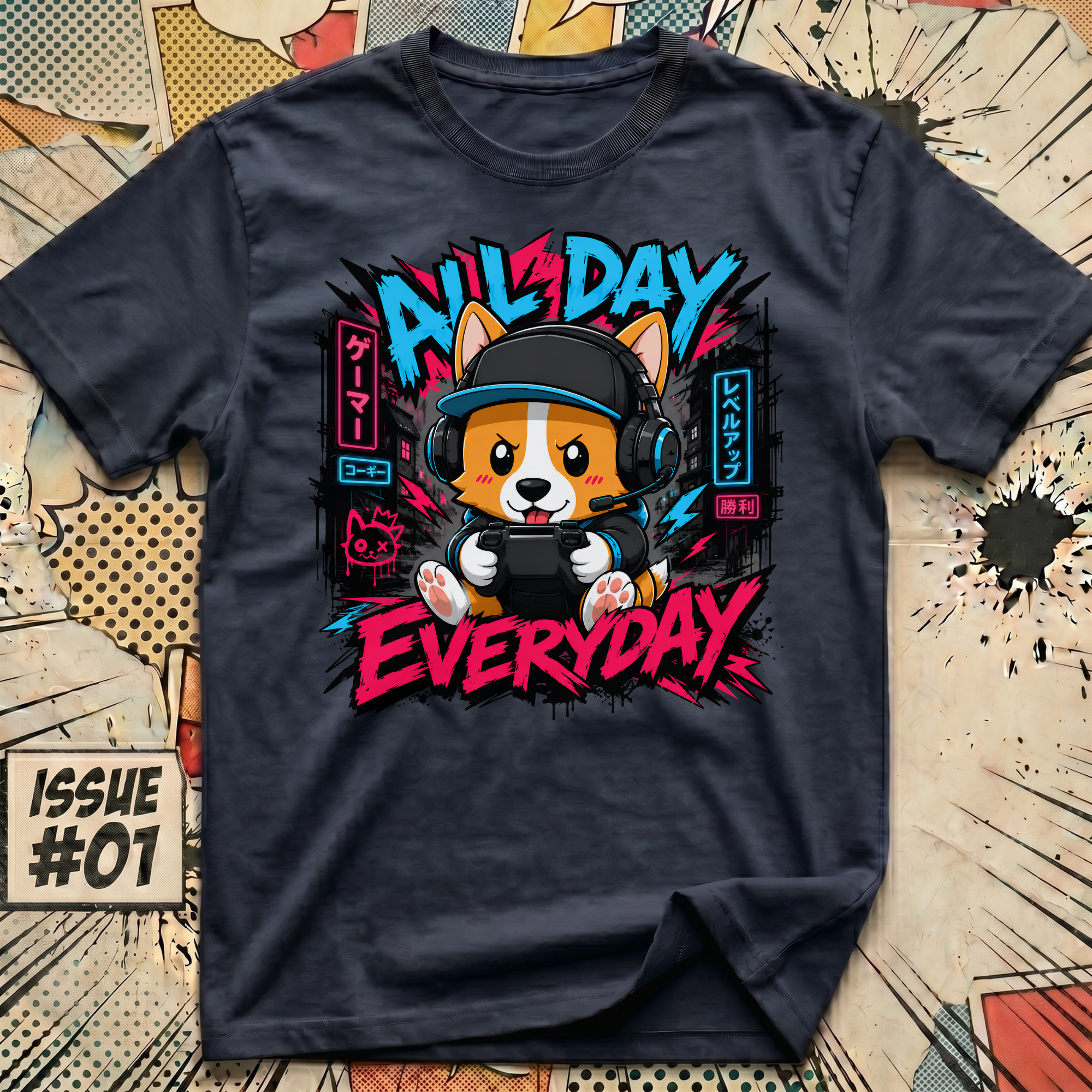 All Day Everyday Corgi Gamer T-Shirt