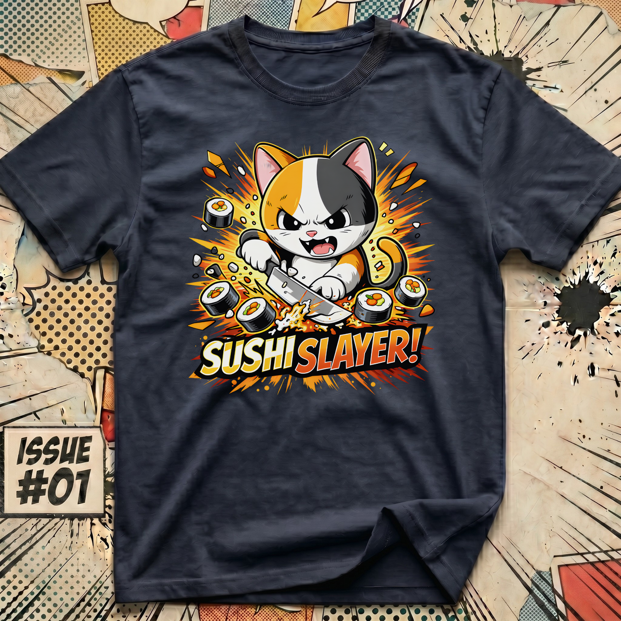 Sushi Slayer Cat T-Shirt