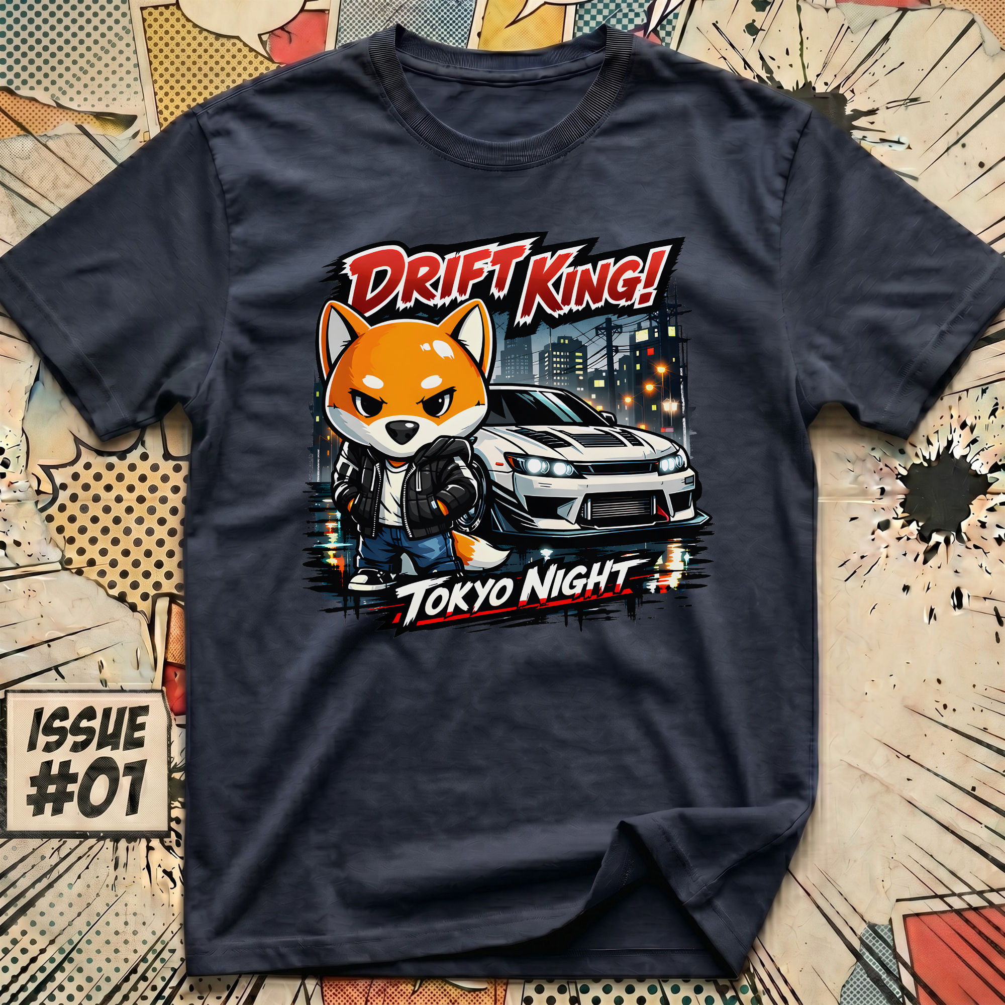 Shiba Drift King! Tokyo Night T-Shirt