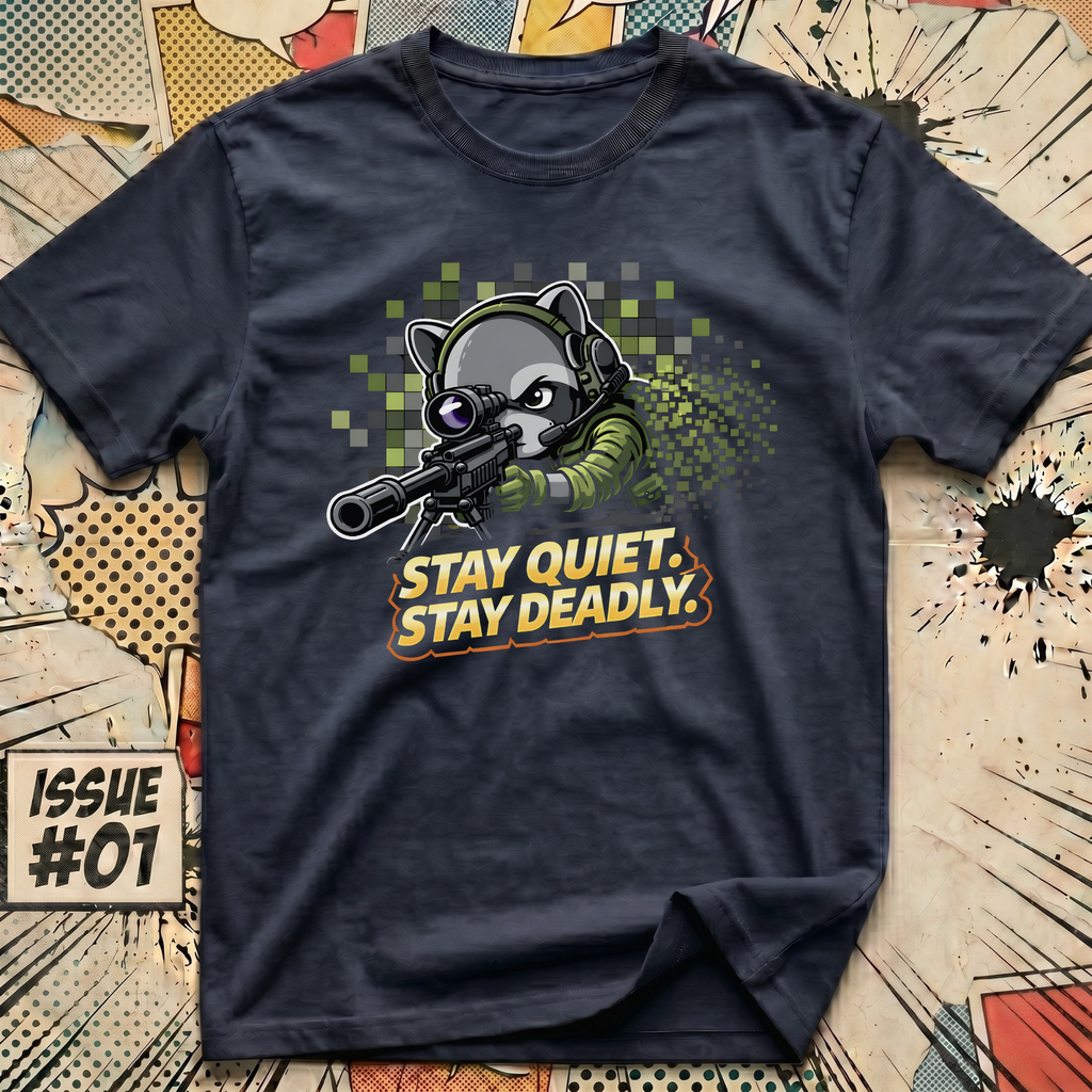 Stay Quiet. Stay Deadly. Recon Raccoon T-Shirt