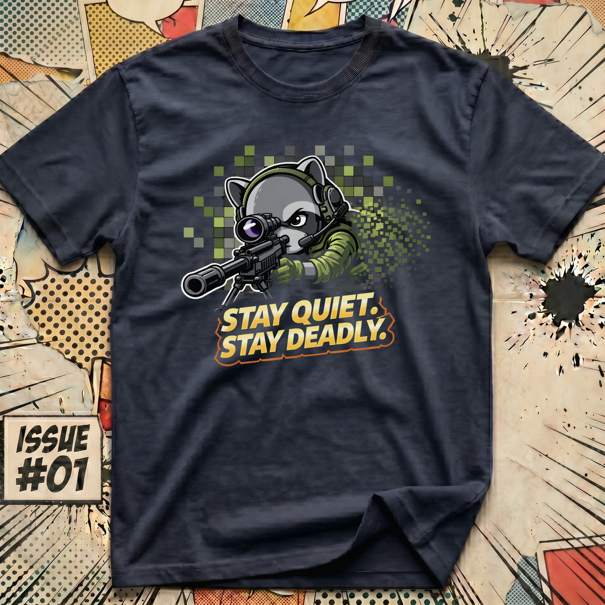 Stay Quiet. Stay Deadly. Recon Raccoon T-Shirt