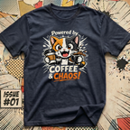 Cat Powered by Coffee and Chaos! T-Shirt
