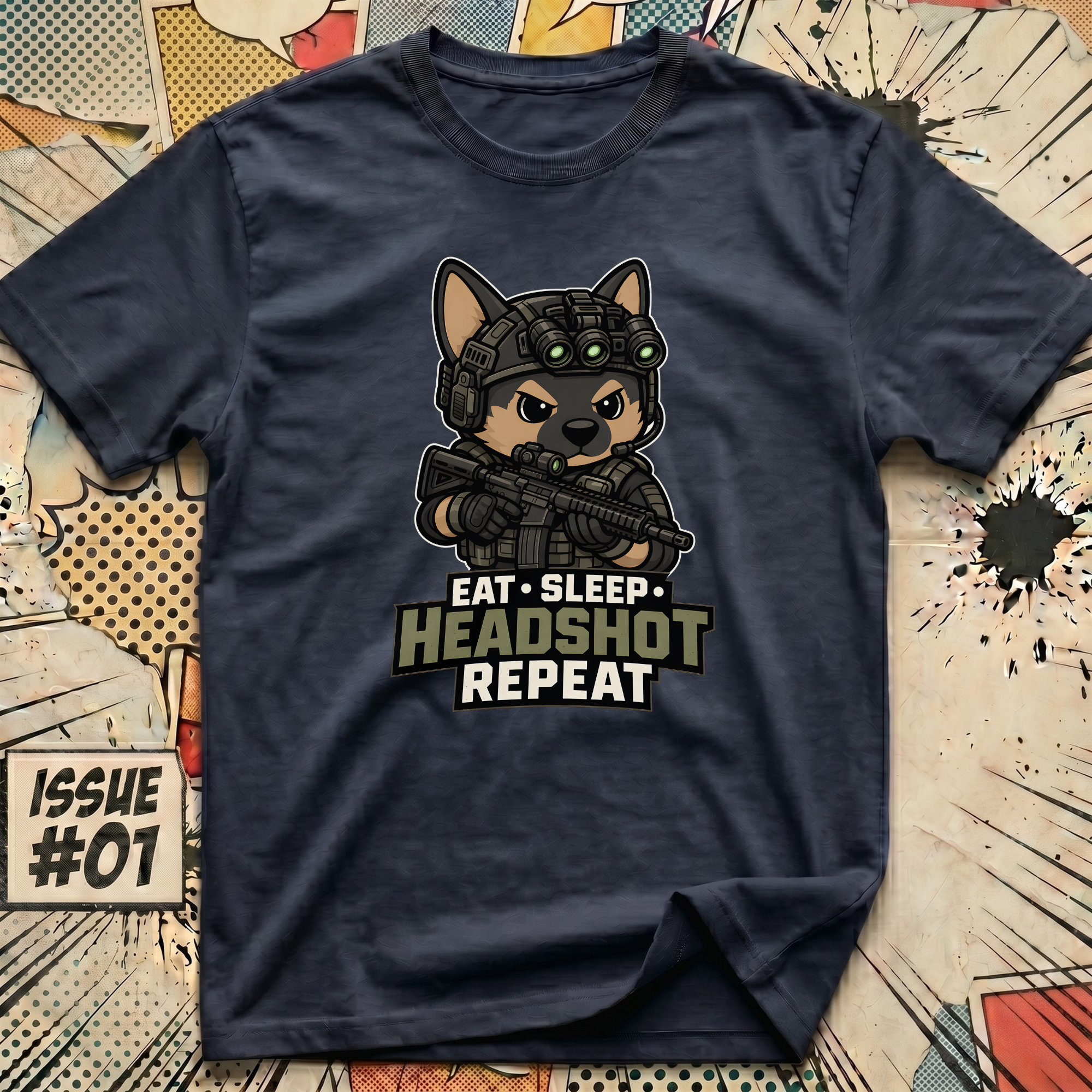 Eat - Sleep - Headshot - Repeat FPS Dog T-Shirt