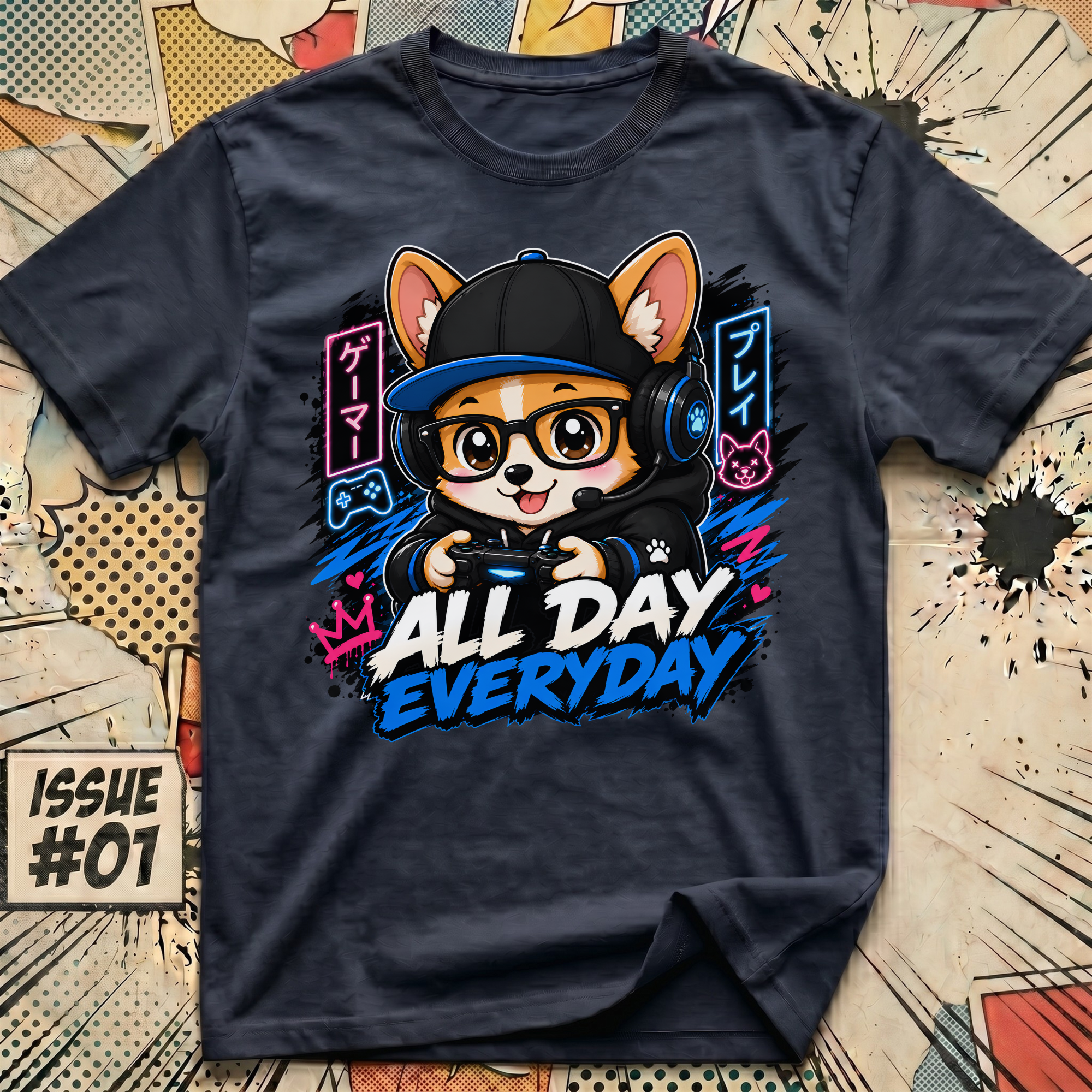 All Day Everyday Corgi Gaming T-Shirt