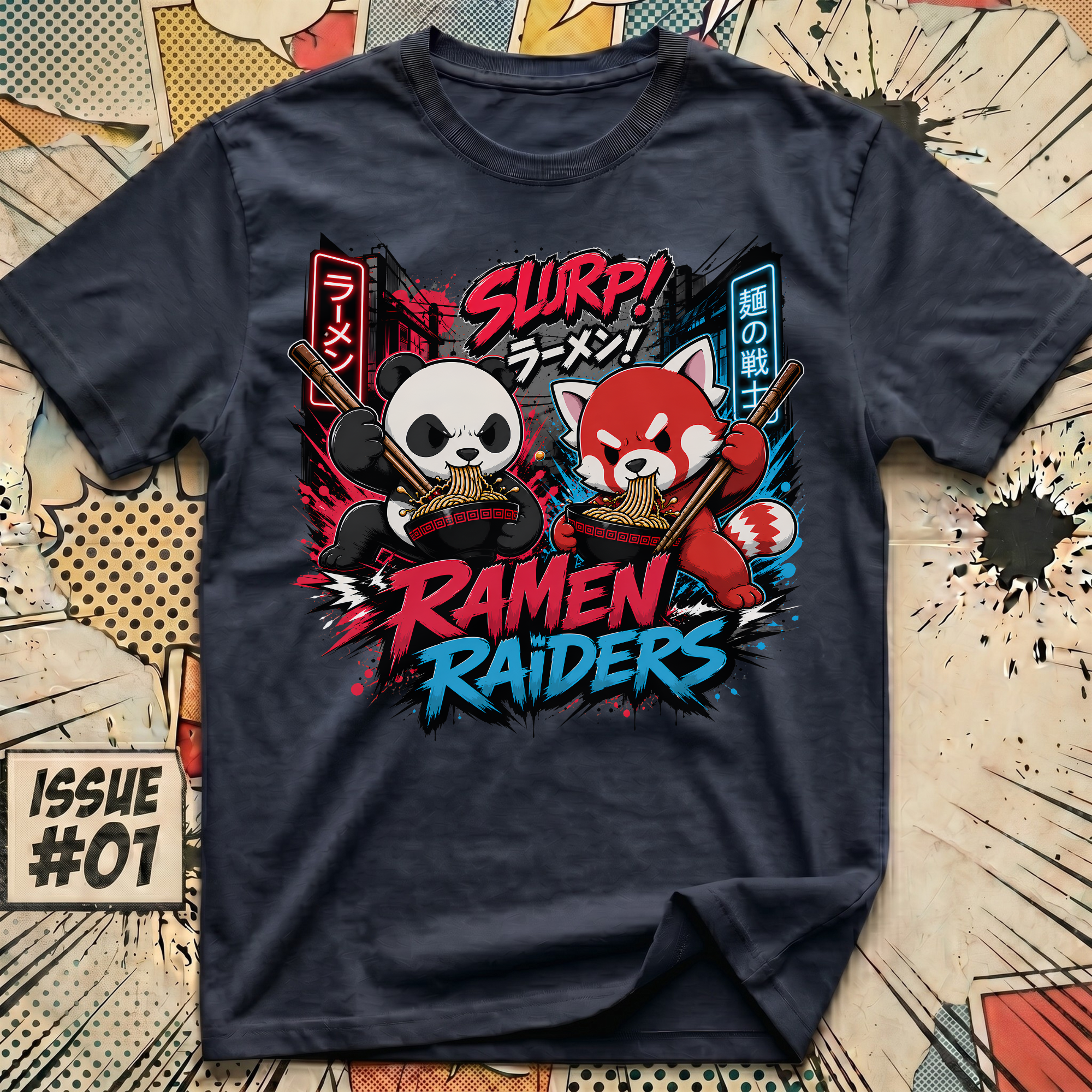 Red Panda and Panda Ramen Raiders T-Shirt