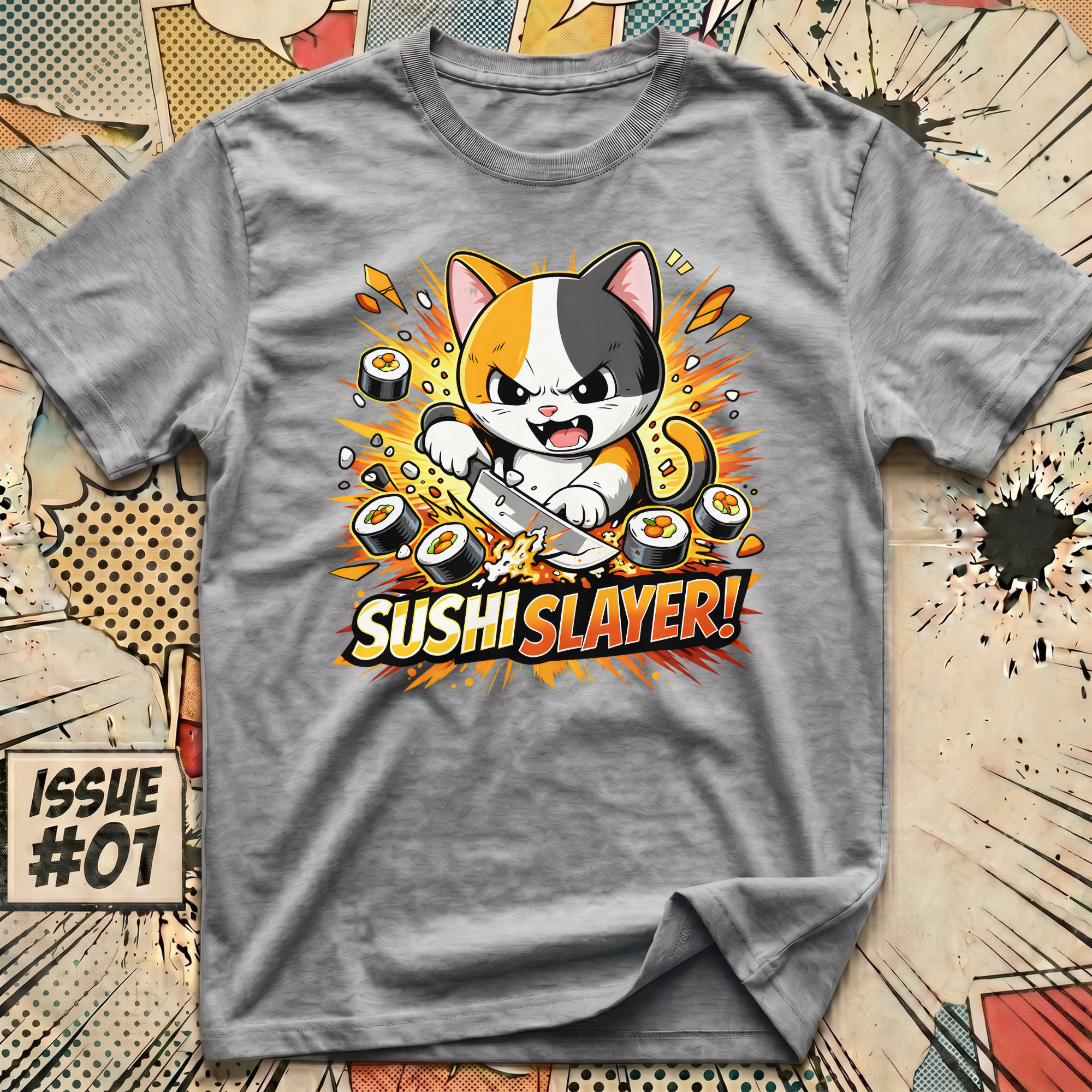 Sushi Slayer Cat T-Shirt