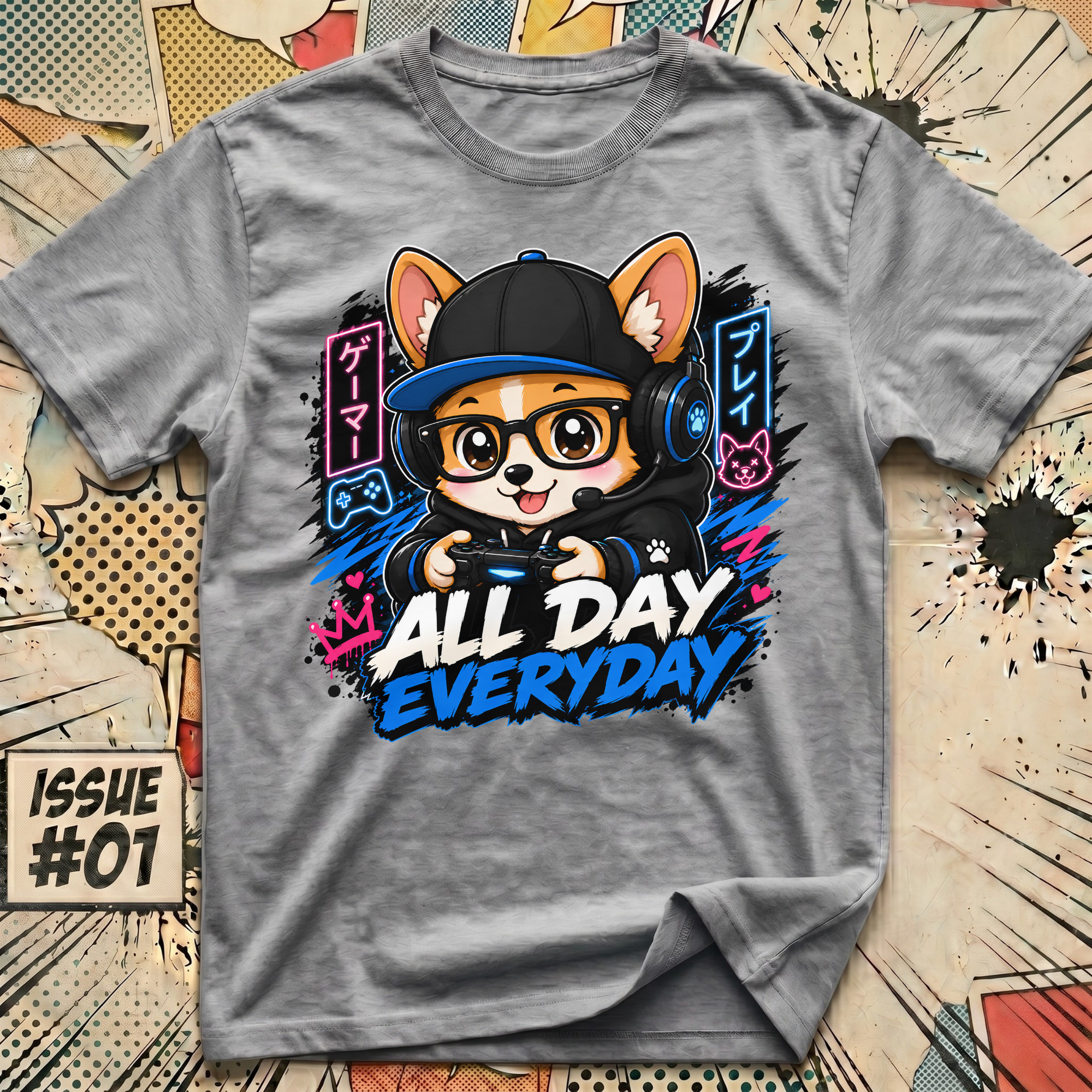 All Day Everyday Corgi Gaming T-Shirt