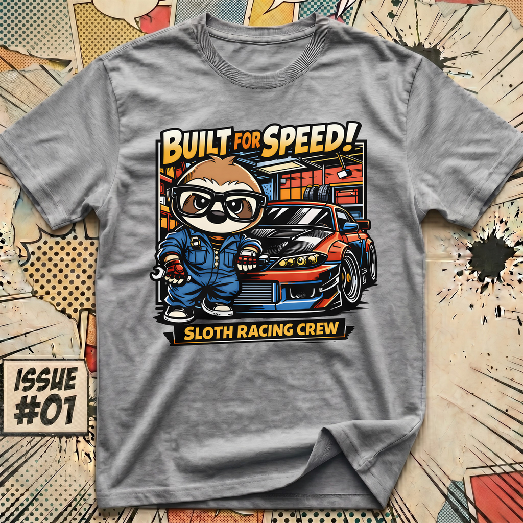 Built for Speed Sloth Racing Crew T-Shirt
