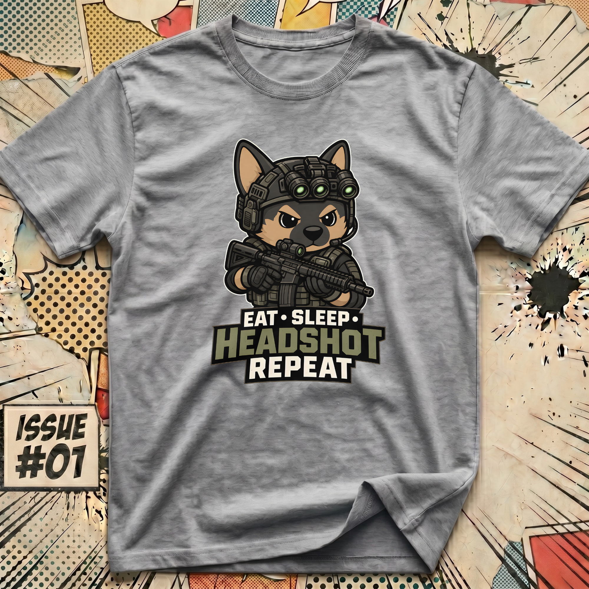 Eat - Sleep - Headshot - Repeat FPS Dog T-Shirt
