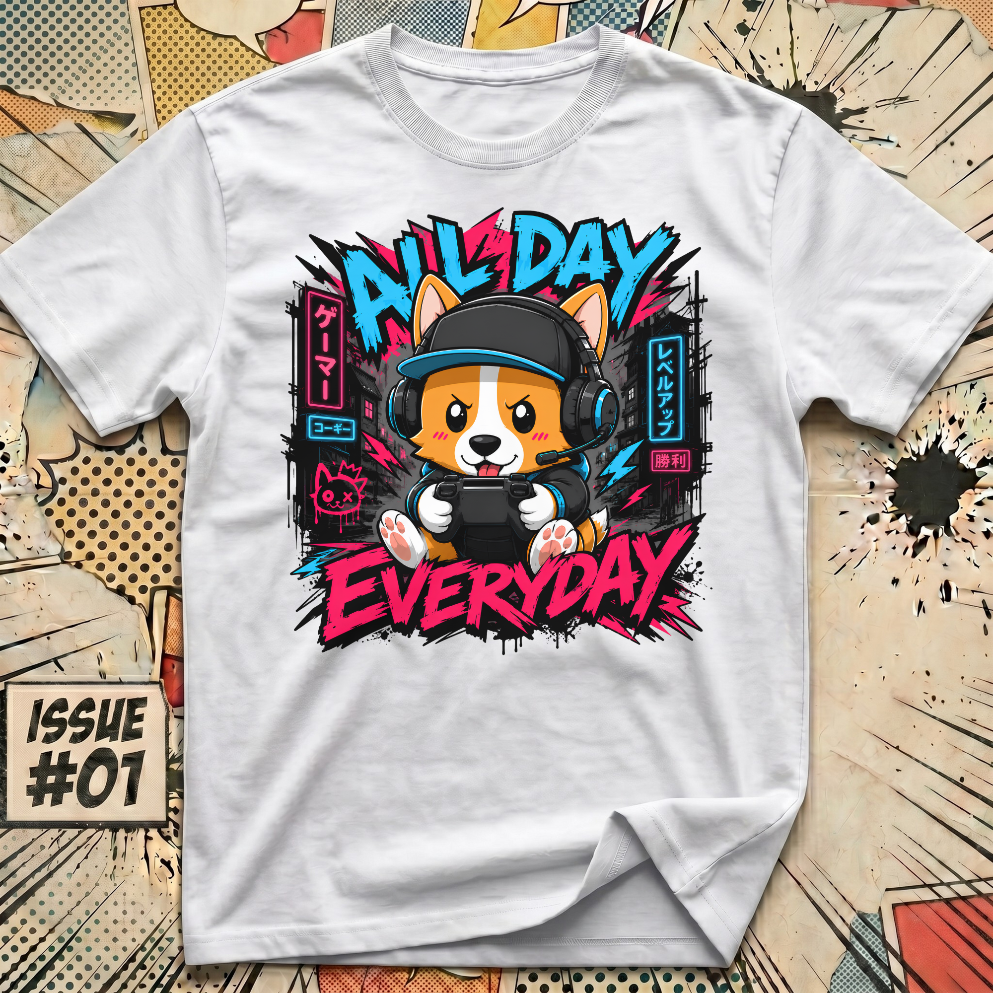 All Day Everyday Corgi Gamer T-Shirt