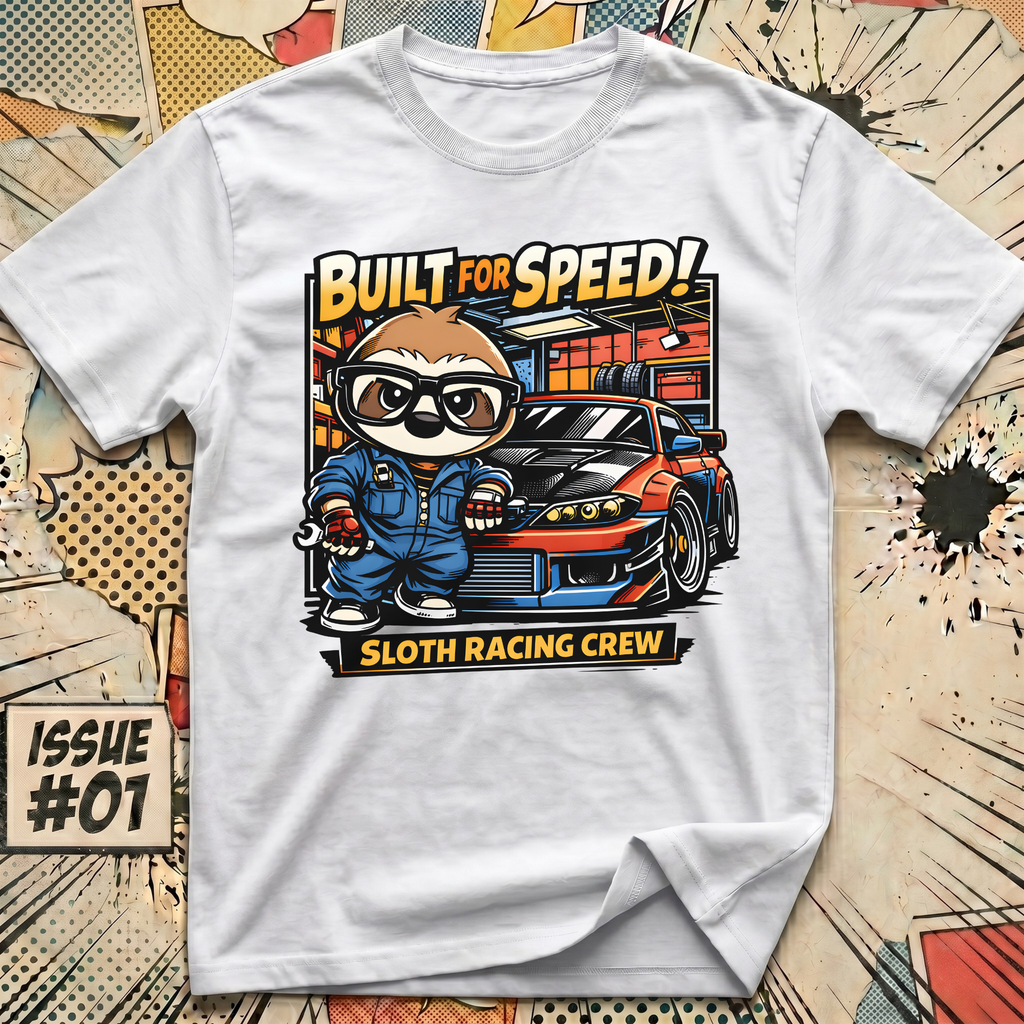 Built for Speed Sloth Racing Crew T-Shirt