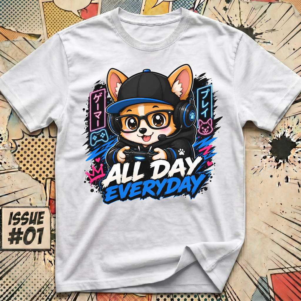 All Day Everyday Corgi Gaming T-Shirt