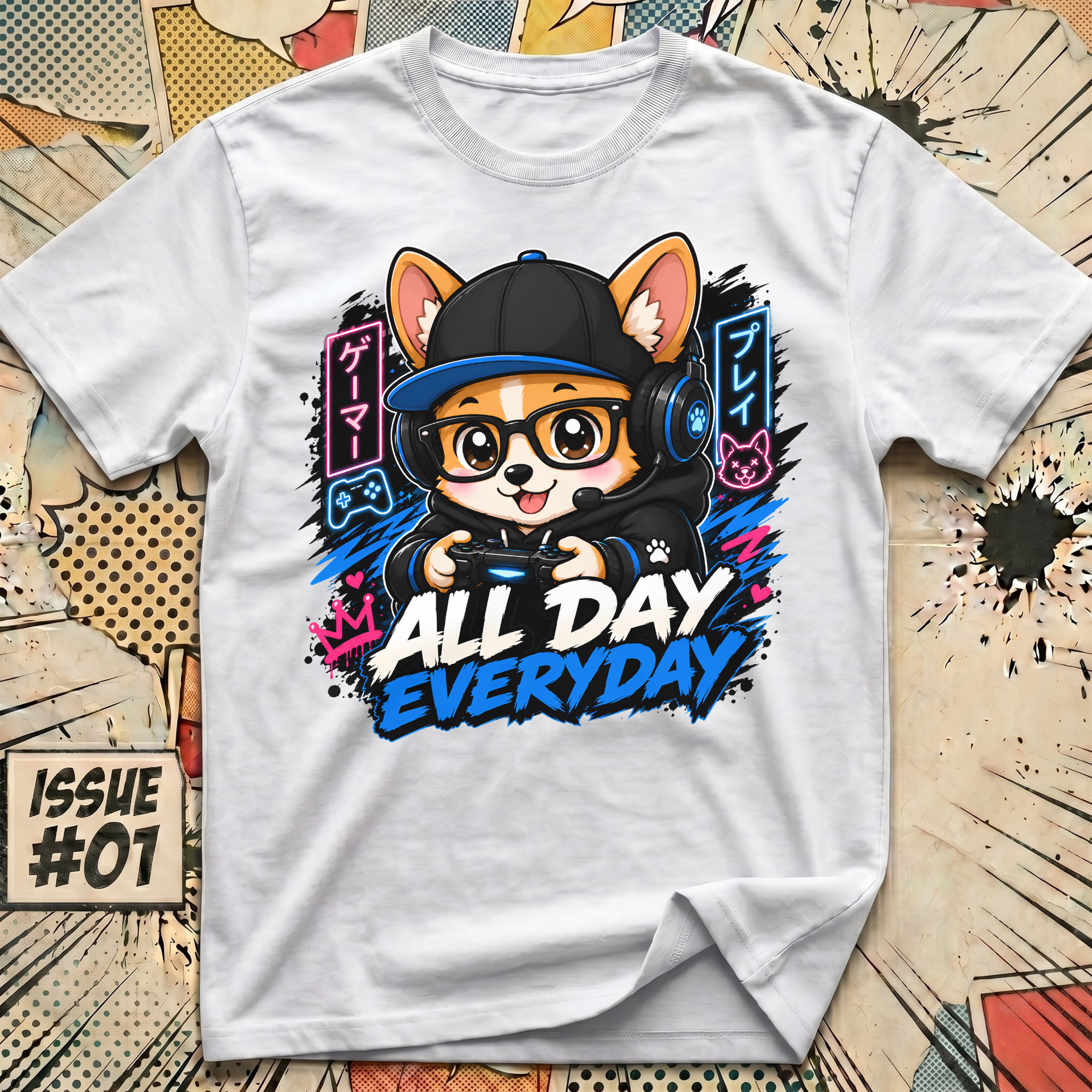 All Day Everyday Corgi Gaming T-Shirt